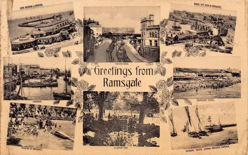 A776 England Grüße aus Ramsgate Madeira Walk Harbour Pavillon Rose Postkarte