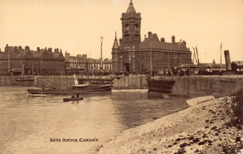 A776 Wales Cardiff Bute Docks Steamboat Vintage Postkarte