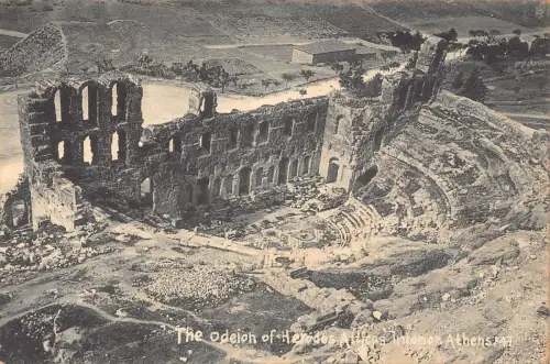 B666 Griechenland Athen Der Odeion des Herodes Attika Innenraum Vintage Postkarte