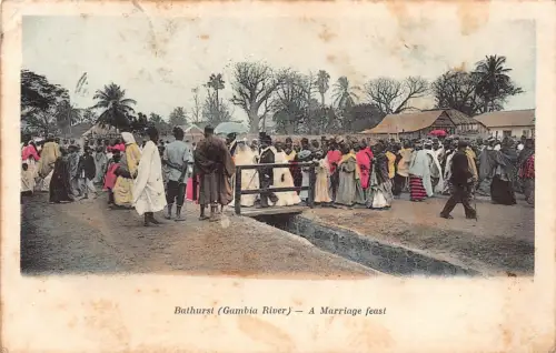 B667 Gambia Banjul Bathurst Gambia Fluss Hochzeit Fest Eingeborene Postkarte