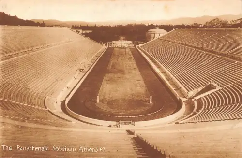 B667 Griechenland Athen Panathenaic Stadion Vintage Postkarte