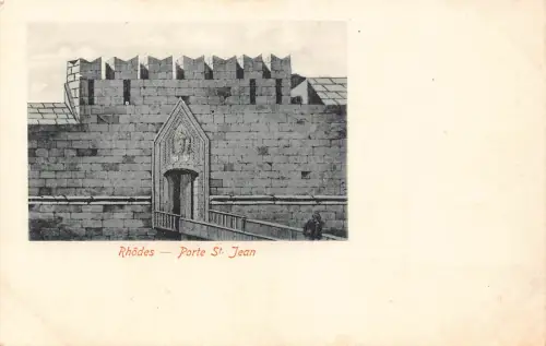 B667 Griechenland Rhodos Porte St Jean Gate Vintage Postkarte