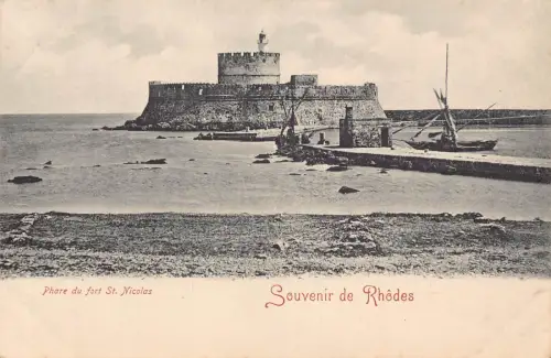B667 Griechenland Souvenir de Rhodes Phare du fort St Nicolas Leuchtturm Postkarte