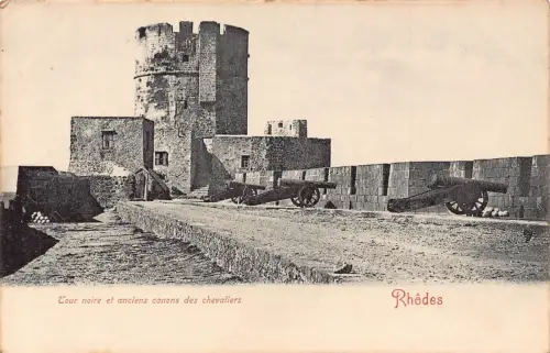 B667 Griechenland Rhodos Tour noire et anciens canons des chevaliers Turm Postkarte