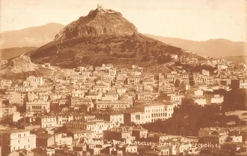 B668 Griechenland Athen Lykahettos aus Akropolis Vintage Postkarte