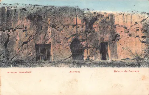 B668 Griechenland Athen Gefängnis Sokrates Vintage Postkarte