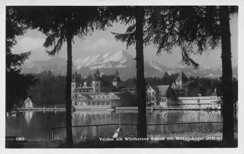 L097 Österreich 1938 Velden am Wörthersee Schloss Mittagskogel Vintage Postkarte