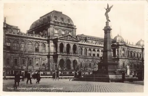 L097 Österreich Wien Universität und Liebenberg Denkmal Vintage Postkarte