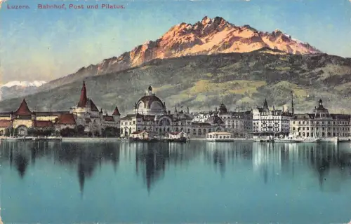 A779 Schweiz Luzern Bahnhof Luzern Post und Pilatus Postkarte