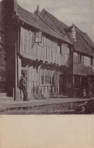A781 England 1910 Hastings Old Houses in Old Saint Street Vintage Postkarte