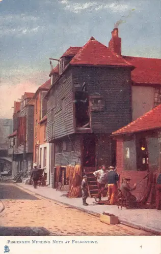 A780 England Fischer Flicken Netze in Folkestone Vintage Postkarte