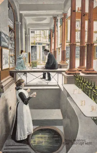 A780 England Royal Tunbridge Wells 1911 Taking the Waters Verkäufer Postkarte