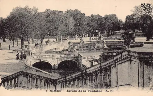 A188 Frankreich Nîmes Jardin de la Fontaine Garten Vintage Postkarte