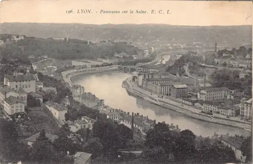 A188 Frankreich Lyon Panorama sur la Saone Vintage Postkarte