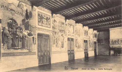 A188 Frankreich Douai Rathaus Gotisches Zimmer Salle Gothique Vintage Postkarte