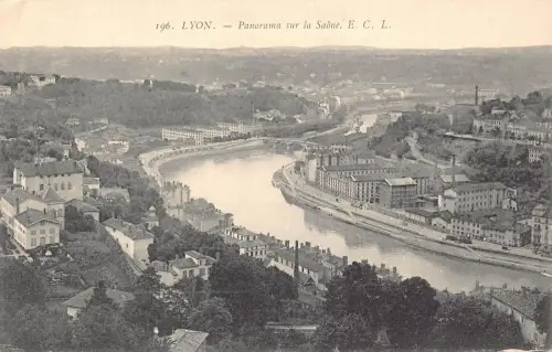 A188 Frankreich Lyon Gesamtansicht mit Saone Fluss Vintage Postkarte