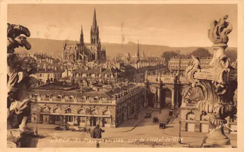 A188 Frankreich Nancy La Place Stanislas Platz vom Rathaus Vintage Postkarte
