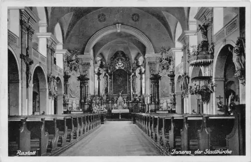 L197 Deutschland Rastatt Innenraum der Staatskirche Vintage Postkarte