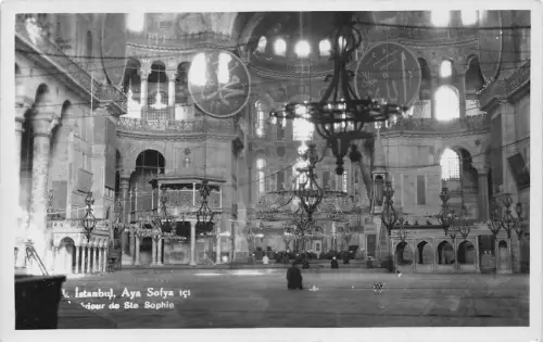 A916 Türkei Istanbul Sophien Moschee Innenraum RPPC Vintage Postkarte