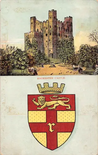 A781 England 1907 Rochester Castle Wappen Vintage Postkarte