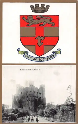 A781 England Rochester Castle Wappen Vintage Postkarte