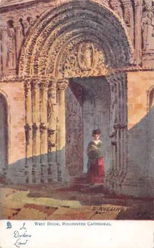 A780 England Rochester Kathedrale Westtür Kunst von S Aveling Vintage Postkarte