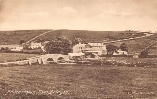 England Princetown Two Bridges Vintage Postkarte