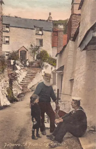 A782 England Polperro vielversprechender Rekrut Matrosenmädchen ethnische Vintage Postkarte