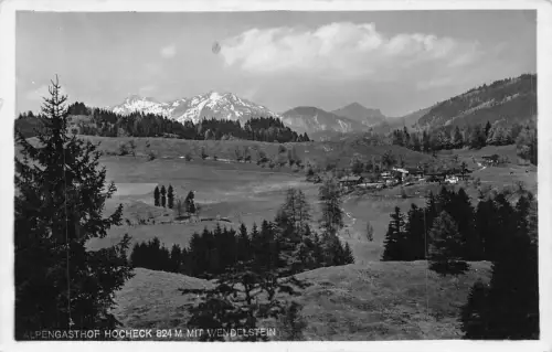 L197 Deutschland 1936 Alpengasthof Hocheck mit Wendelstein Vintage Postkarte