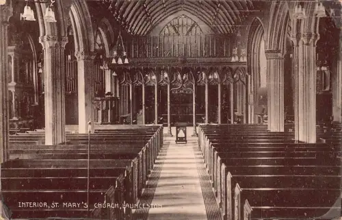 A784 England 1918 Innenraum St Mary's Church Launceston Vintage Postkarte