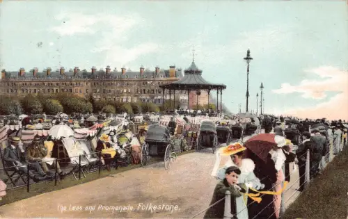 A785 England 1906 Leas and Promenade Carriages Folkestone Vintage Postkarte