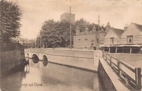 A785 England 1913 Dartford Kirche und Brücke Fisch- und Gemüseladen Postkarte