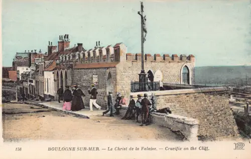 A820 Frankreich Boulogne-sur-Mer Kruzifix auf der Klippe Vintage Postkarte