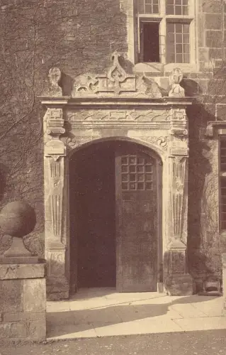 A022 England Jacobean Doorway Lygon Arms Broadway Vintage Postkarte