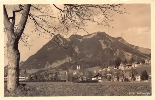 L341 Deutschland Sonthofen mit Grünten i Bayr Allgäu RPPC Vintage Postkarte
