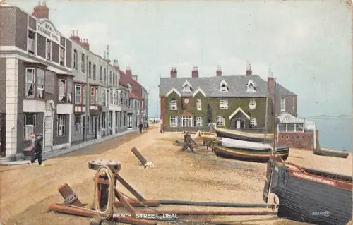 A786 England Promenade Beach Street Royal Exchange Hotel Boote Vintage Postkarte