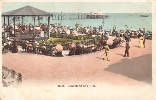 A786 England 1912 Deal Bandstand and Pier Vintage Postkarte