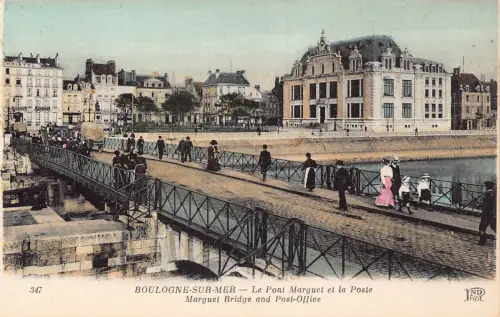 A820 Frankreich Boulogne-sur-Mer Marguet Brücke und Post Post Post Postkarte