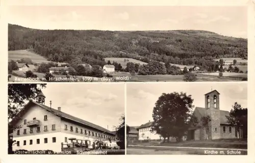 A102 Deutschland 1956 Rettenbach m Hirschenstein Pension Kirchenschule RPPC Postkarte