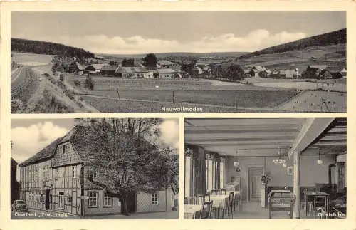 A102 Deutschland Neuwallmoden Gasthof Zur Linde Auto Gaststube Tische Postkarte