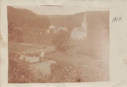A102 Deutschland 1906 ungeteiltes Echtfoto Sepia unbekannte Kirchenbrücke Postkarte