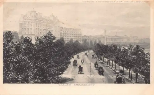 A787 England London Thames Embankment Vintage Postkarte