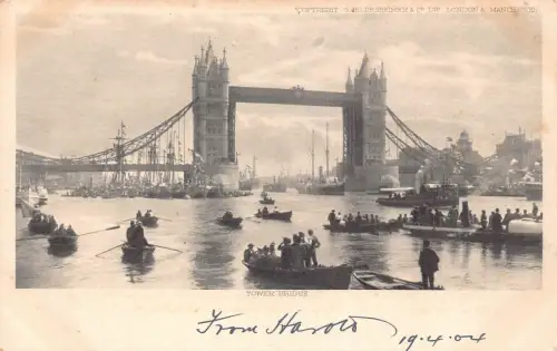A786 England London Tower Bridge Boote Steamboat Vintage Postkarte