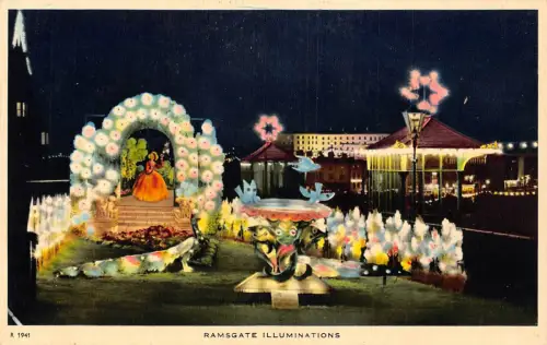 A785 England Ramsgate Illuminations at Night Vintage Postkarte