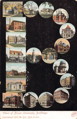 A916 US Großer Buchstabe B Ansichten von Brown University Gebäuden Vintage Postkarte
