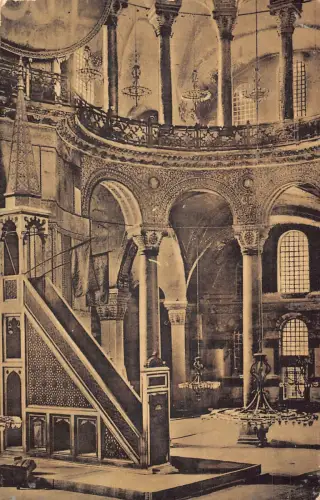 A916 Türkei Konstantinopel Ste Sophie Moschee INNEN Vintage Postkarte
