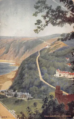 A917 England Countesbury Hill Lynmouth Vintage Postkarte