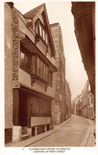 A917 England Elizabethan House Plymouth RPPC Vintage Postkarte