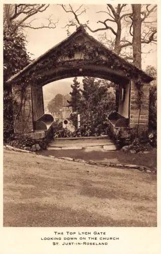 A917 England Top Lych Gate St Just in Roseland Vintage Postkarte