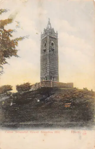 A917 England 1908 Cabot Memorial Tower Brandon Hill Bristol Vintage Postkarte